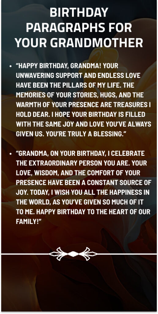 Birthday Paragraphs for Your Grandmother
