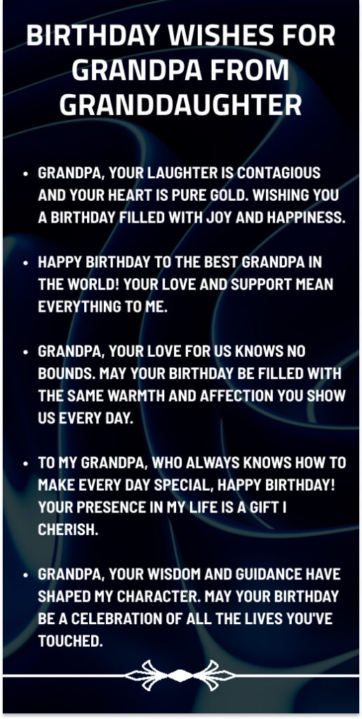 Birthday wishes for grandpa from granddaughter in english