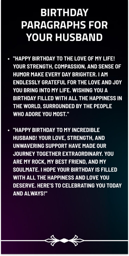 Birthday Paragraphs for Your Husband