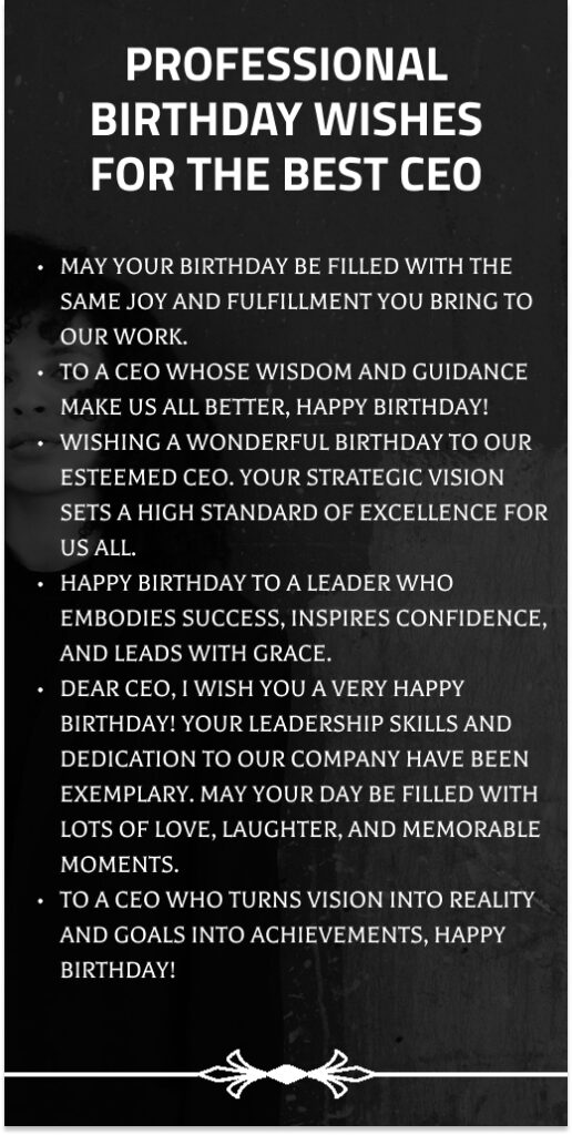 Professional Birthday Wishes for the Best CEO