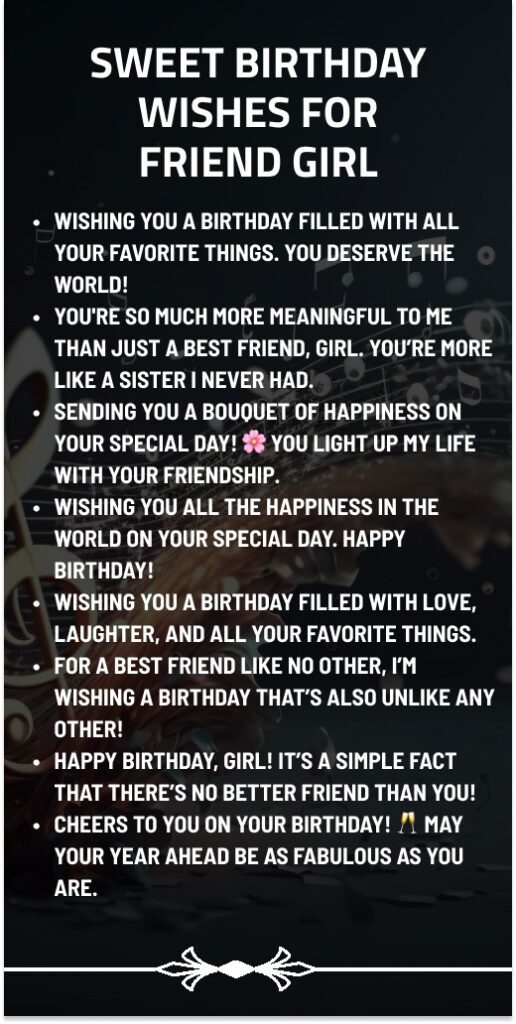 Sweet Birthday Wishes for Friend Girl