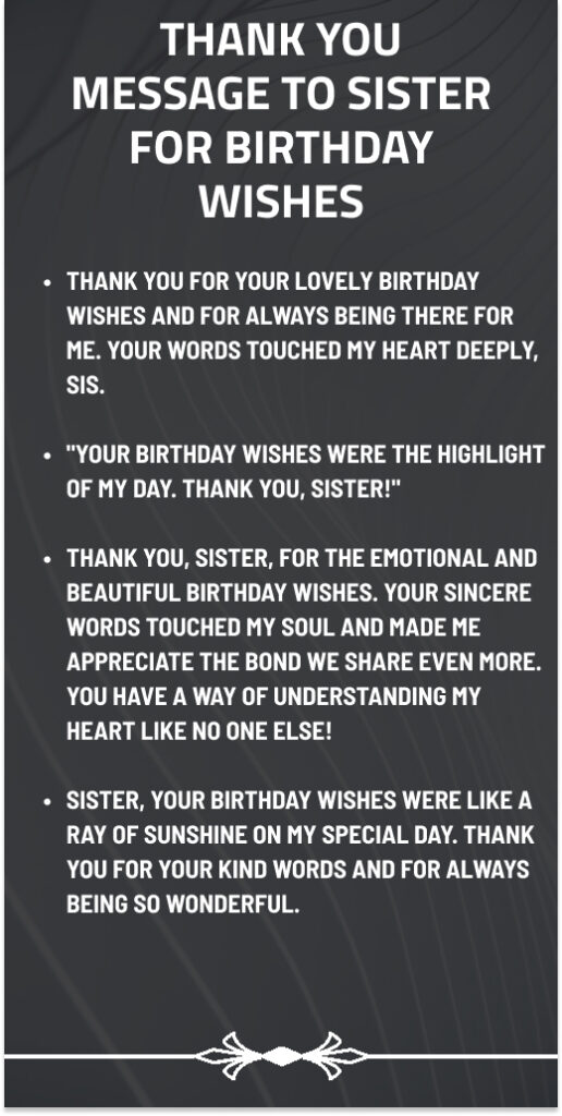 Thank You Message to Sister for Birthday Wishes