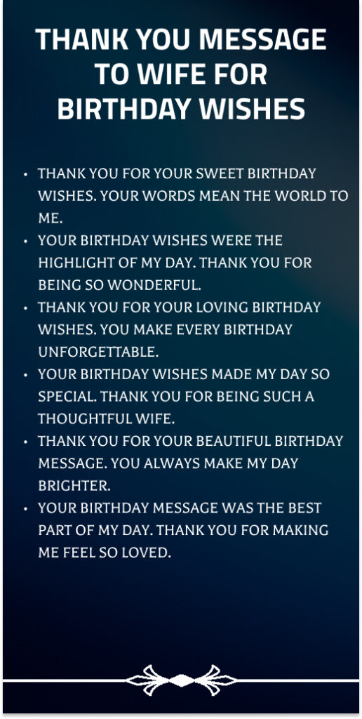 Thank You Message to Wife for Birthday Wishes