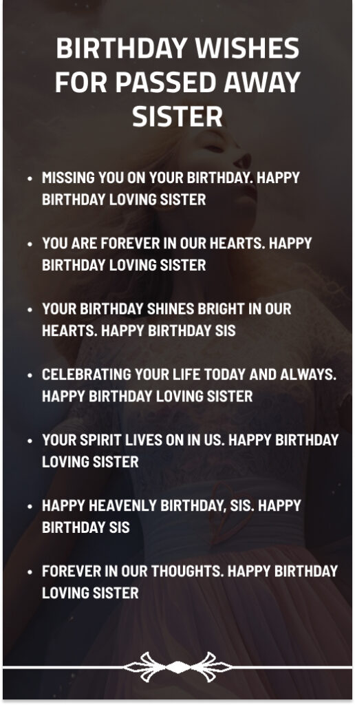 Birthday Wishes for Passed Away Sister
